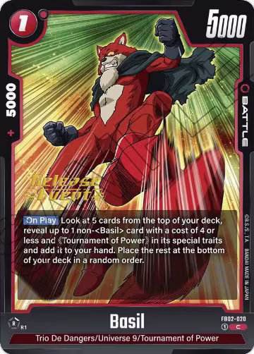 Basil (FB02-020), Blazing Aura Release Event Cards — DB Fusion card price