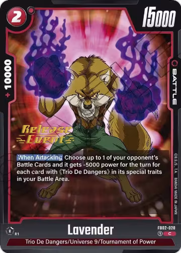 Lavender (FB02-028), Blazing Aura Release Event Cards — DB Fusion card price
