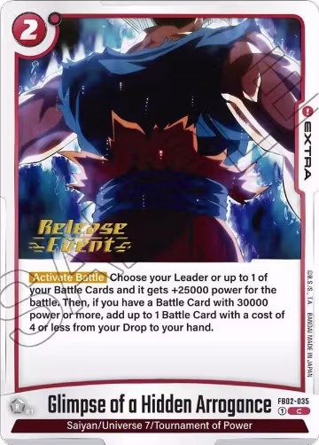 Glimpse of a Hidden Arrogance (FB02-035), Blazing Aura Release Event Cards — DB Fusion card price