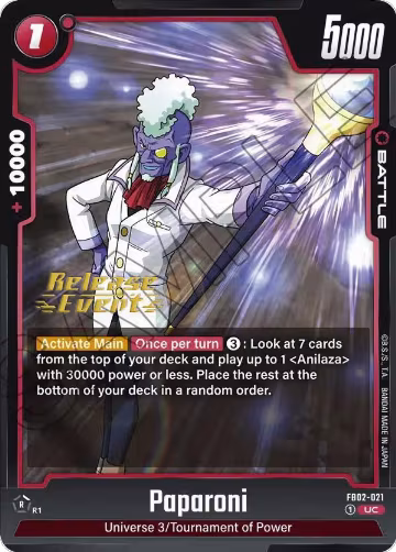 Paparoni (FB02-021), Blazing Aura Release Event Cards — DB Fusion card price