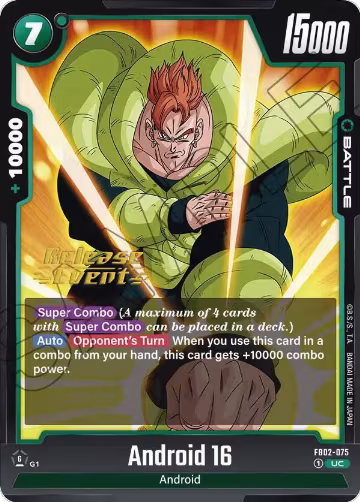 Android 16 (FB02-075), Blazing Aura Release Event Cards — DB Fusion card price