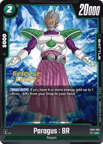 Paragus : BR (FB02-093), Blazing Aura Release Event Cards — DB Fusion card price