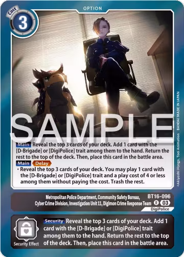 Metropolitan Police Department, Community Safety Bureau, Cyber Crime Division, Investigation Unit 11... (BT16-096 R), Beginning Observer — Digimon card price