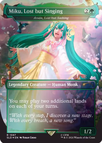 Miku, Lost but Singing - Azusa, Lost but Seeking (Rainbow Foil) (1597), Secret Lair Drop Series — Magic card price