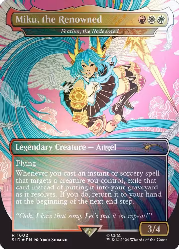 Miku, the Renowned - Feather, the Redeemed (Rainbow Foil) (1602), Secret Lair Drop Series — Magic card price