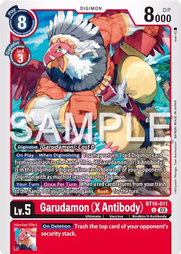 Garudamon (X Antibody) (BT16-011 U), Beginning Observer — Digimon card price