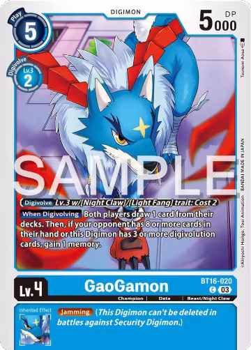 GaoGamon (BT16-020 C), Beginning Observer — Digimon card price