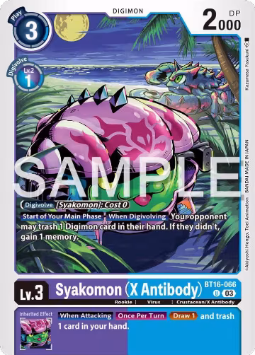 Syakomon (X Antibody) (BT16-066 U), Beginning Observer — Digimon card price