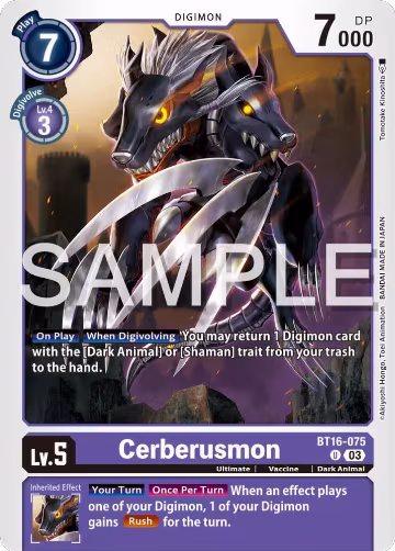 Cerberusmon (BT16-075 U), Beginning Observer — Digimon card price