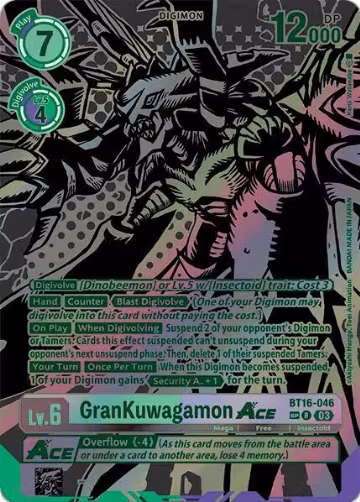 GranKuwagamon ACE (Textured) (BT16-046 R), Beginning Observer — Digimon card price