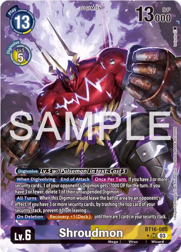Shroudmon (Alternate Art) (BT16-080 SR), Beginning Observer — Digimon card price
