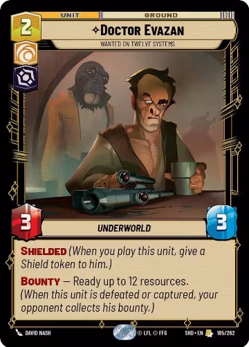 Doctor Evazan - Wanted on Twelve Systems (185/262), Shadows of the Galaxy — Star Wars card price