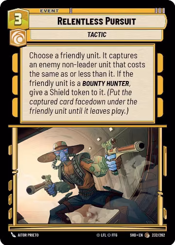 Relentless Pursuit (232/262), Shadows of the Galaxy — Star Wars card price