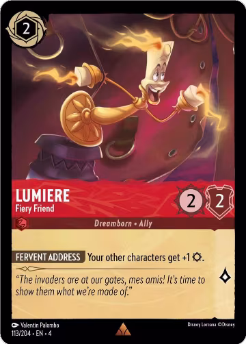 Lumiere - Fiery Friend (113/204), Ursula's Return — Lorcana card price