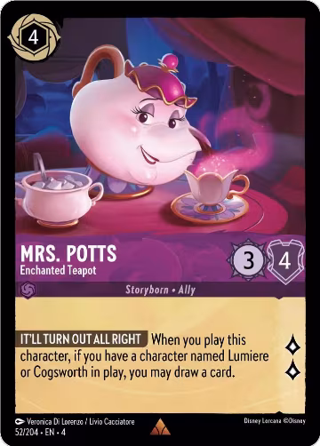Mrs. Potts - Enchanted Teapot (52/204), Ursula's Return — Lorcana card price