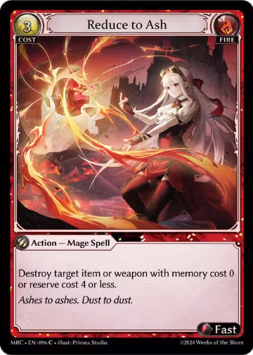 Reduce to Ash (096), Mercurial Heart — Grand Archive card price