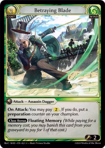 Betraying Blade (021), Tristan Re:Collection, Shadowdancer — Grand Archive card price