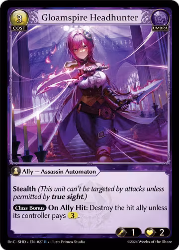 Gloamspire Headhunter (027), Tristan Re:Collection, Shadowdancer — Grand Archive card price