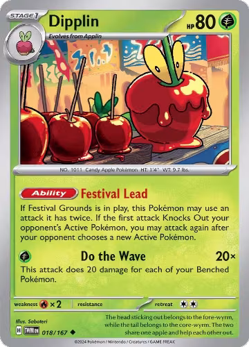 Dipplin - 018/167 (018/167), Twilight Masquerade — Pokémon card price