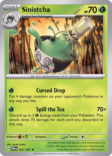Sinistcha (022/167), Twilight Masquerade — Pokémon card price
