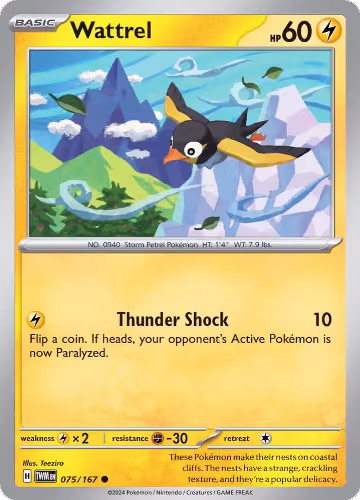 Wattrel - 075/167 (075/167), Twilight Masquerade — Pokémon card price