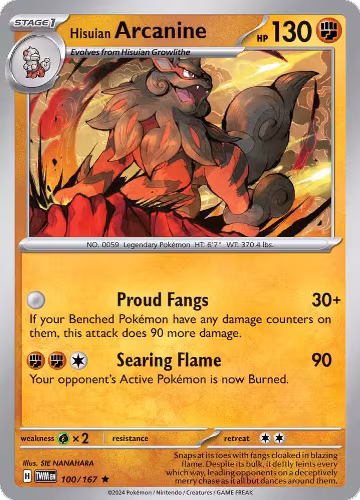 Hisuian Arcanine (100/167), Twilight Masquerade — Pokémon card price