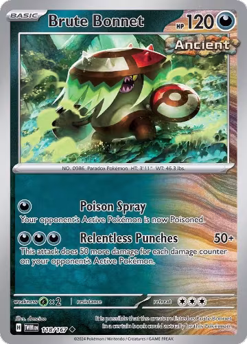 Brute Bonnet (118/167), Twilight Masquerade — Pokémon card price