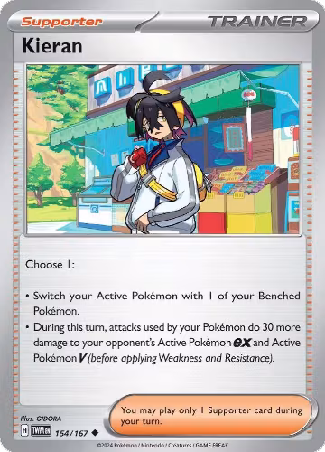 Kieran - 154/167 (154/167), Twilight Masquerade — Pokémon card price