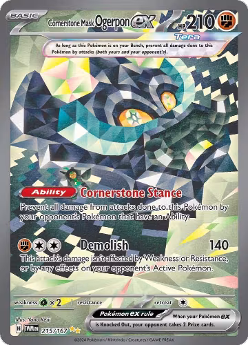 Cornerstone Mask Ogerpon ex - 215/167 (215/167), Twilight Masquerade — Pokémon card price