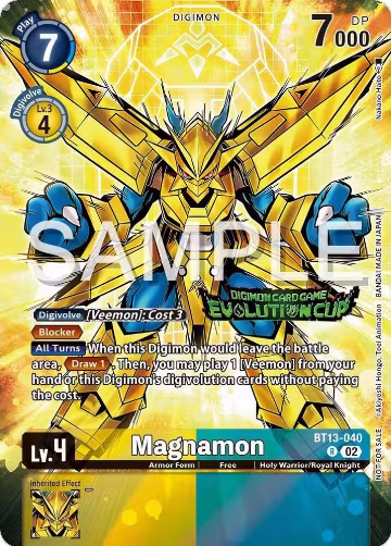 Magnamon - BT13-040 (2024 Evolution Cup) (BT13-040 R), Versus Royal Knights — Digimon card price
