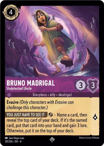 Bruno Madrigal - Undetected Uncle (39/204), Ursula's Return — Lorcana card price