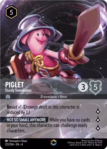 Piglet - Sturdy Swordsman (Enchanted) (221/204), Ursula's Return — Lorcana card price