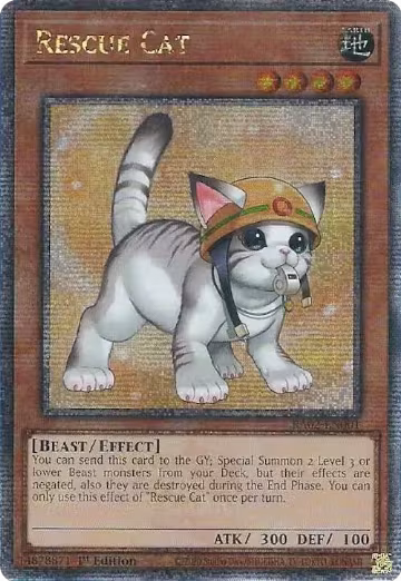 Rescue Cat (Alternate Art) (Quarter Century Secret Rare) (RA02-EN001), 25th Anniversary Rarity Collection II — Yu-Gi-Oh! card price
