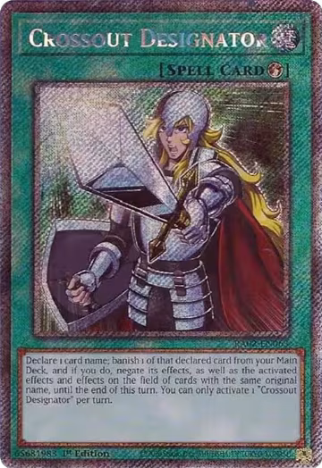 Crossout Designator (Platinum Secret Rare) (RA02-EN063), 25th Anniversary Rarity Collection II — Yu-Gi-Oh! card price