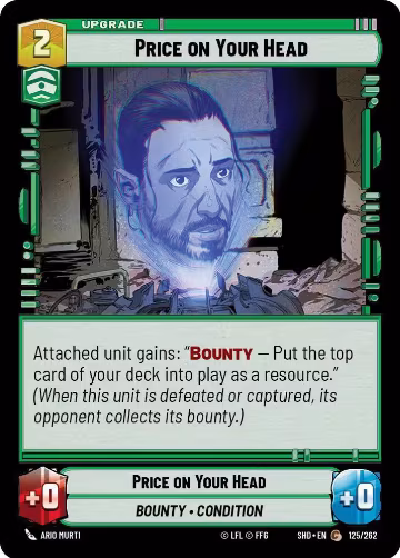 Price on Your Head (125/262), Shadows of the Galaxy — Star Wars card price