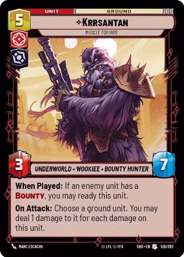 Krrsantan - Muscle for Hire (139/262), Shadows of the Galaxy — Star Wars card price