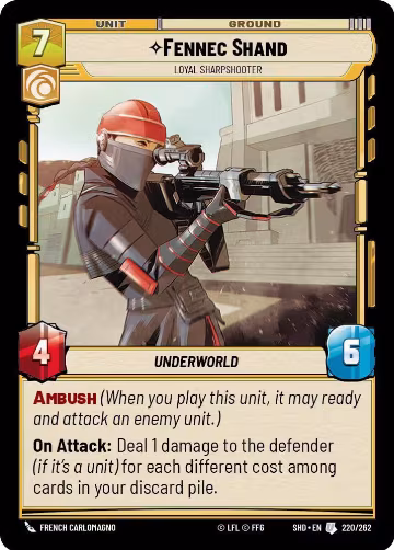 Fennec Shand - Loyal Sharpshooter (220/262), Shadows of the Galaxy — Star Wars card price