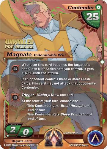 Magnate, Indomitable Will (Pre-Release) (AC3-030), Unrivaled — Alpha Clash card price