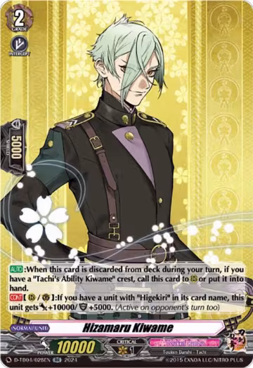 Hizamaru Kiwame (D-TB04/028EN), D-TB04: Touken Ranbu ONLINE 2023 — Vanguard card price