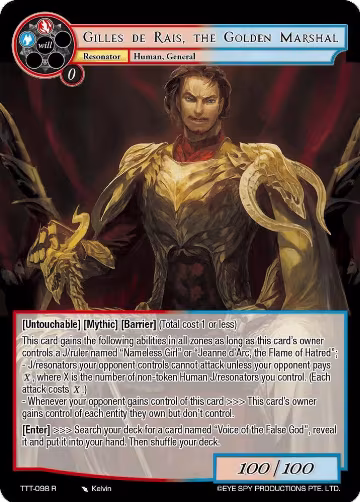 Gilles de Rais, the Golden Marshal (TTT-098 R), Thoth of the Trinity — Force of Will card price