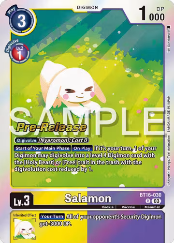 Salamon (BT16-030 R), Beginning Observer Pre-Release Cards — Digimon card price