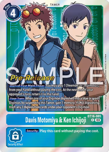 Davis Motomiya & Ken Ichijoji (BT16-085 R), Beginning Observer Pre-Release Cards — Digimon card price