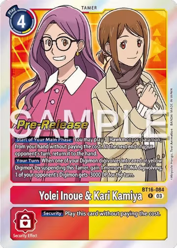Yolei Inoue & Kari Kamiya (BT16-084 R), Beginning Observer Pre-Release Cards — Digimon card price
