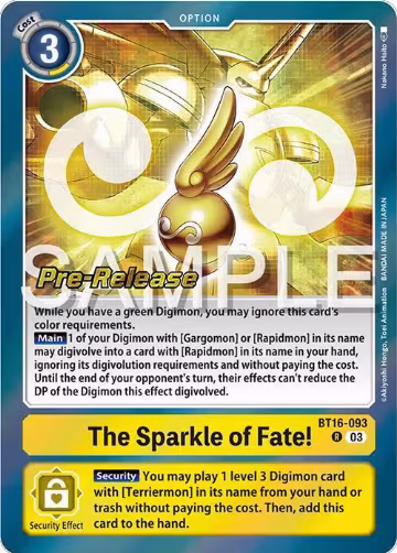 The Sparkle of Fate! (BT16-093 R), Beginning Observer Pre-Release Cards — Digimon card price