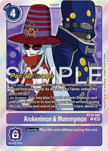 Arukenimon & Mummymon (BT16-089 R), Beginning Observer Pre-Release Cards — Digimon card price