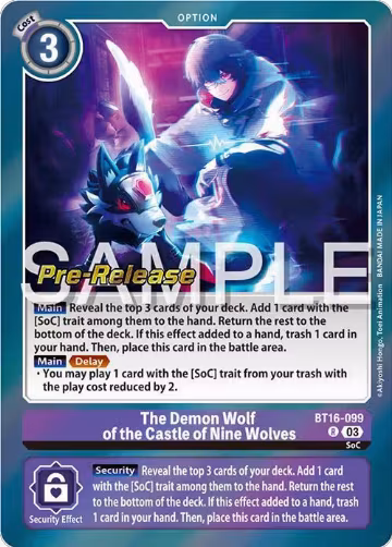 The Demon Wolf of the Castle of Nine Wolves (BT16-099 R), Beginning Observer Pre-Release Cards — Digimon card price