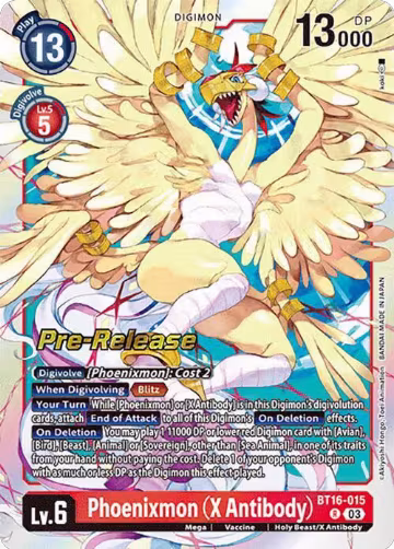 Phoenixmon (X Antibody) (BT16-015 R), Beginning Observer Pre-Release Cards — Digimon card price