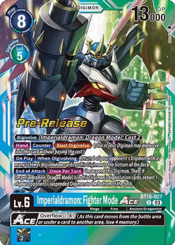 Imperialdramon: Fighter Mode ACE (BT16-027 R), Beginning Observer Pre-Release Cards — Digimon card price