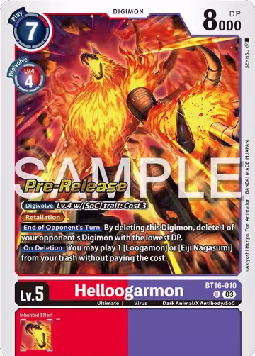 Helloogarmon (BT16-010 U), Beginning Observer Pre-Release Cards — Digimon card price