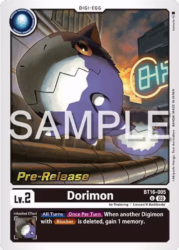 Dorimon (BT16-005 U), Beginning Observer Pre-Release Cards — Digimon card price